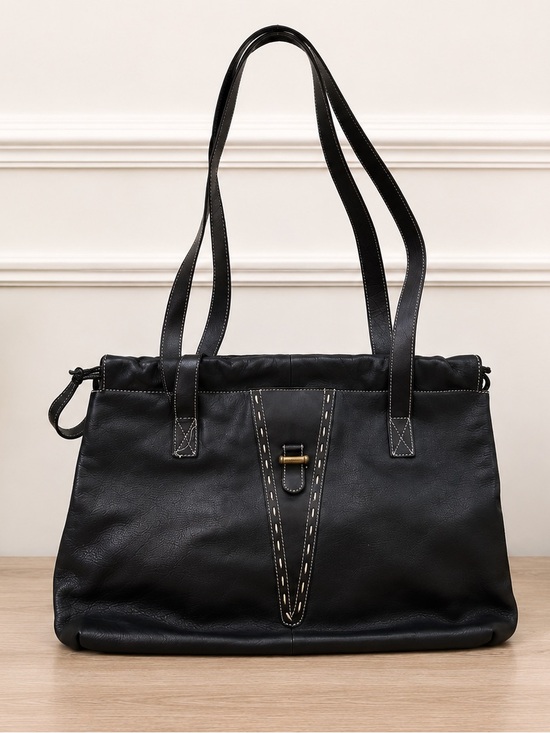 Zenith Handbags - Vintage 1990s Zenith Italian Full-grain Leather Black shoulder/tote bag -NICE